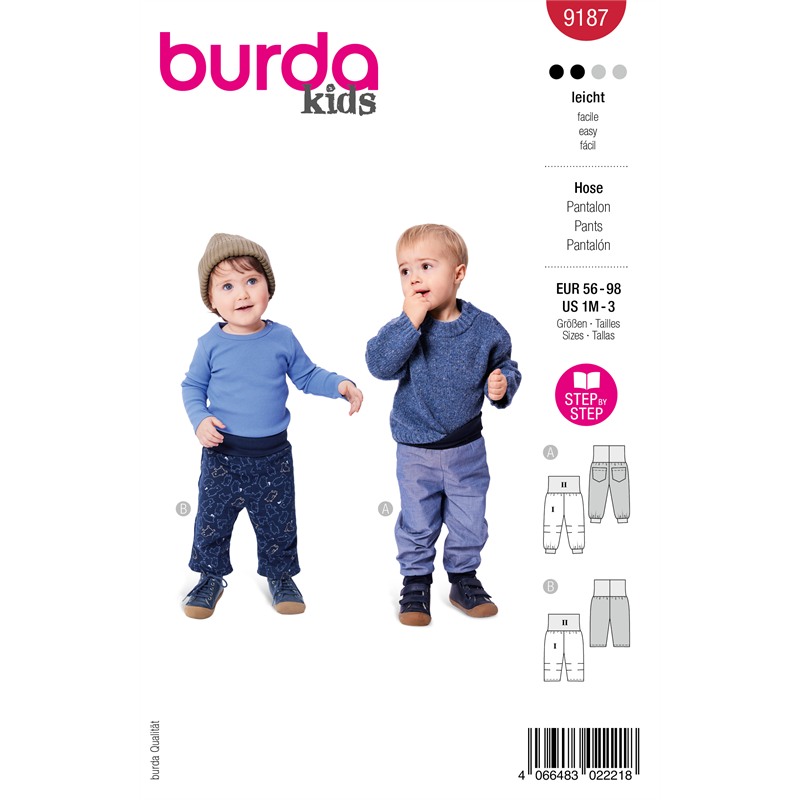 Burda 9187 | Långbyxa och kortbyxa för baby