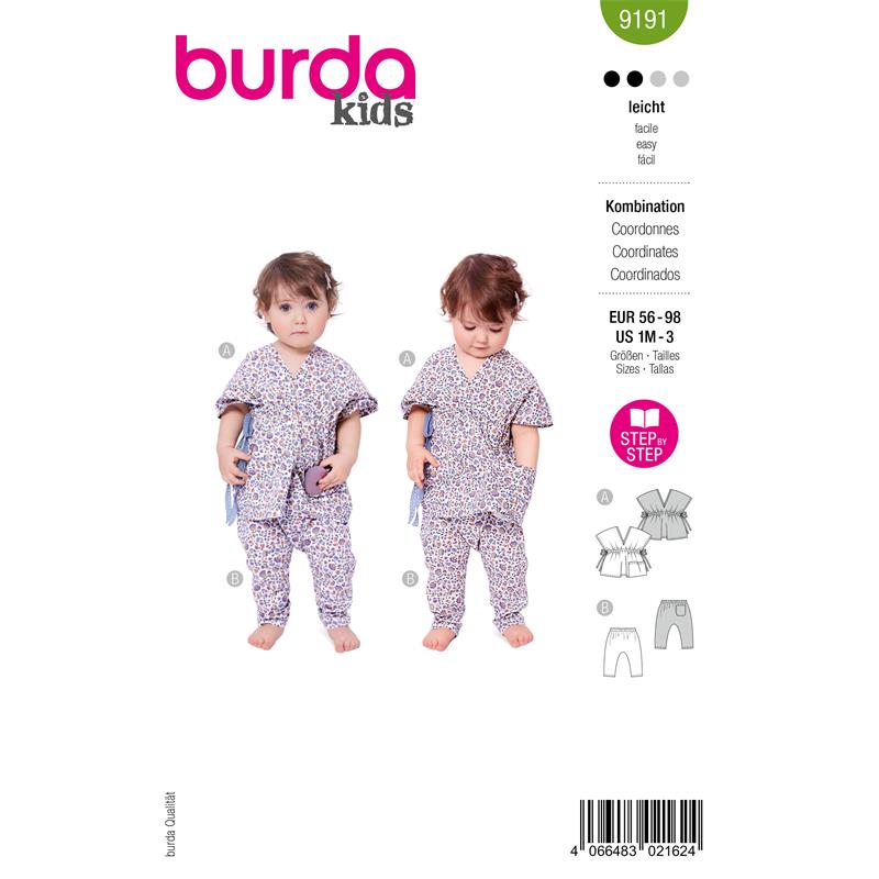 Burda 9191 – Omlottblus och byxor baby/småbarn (56–98)