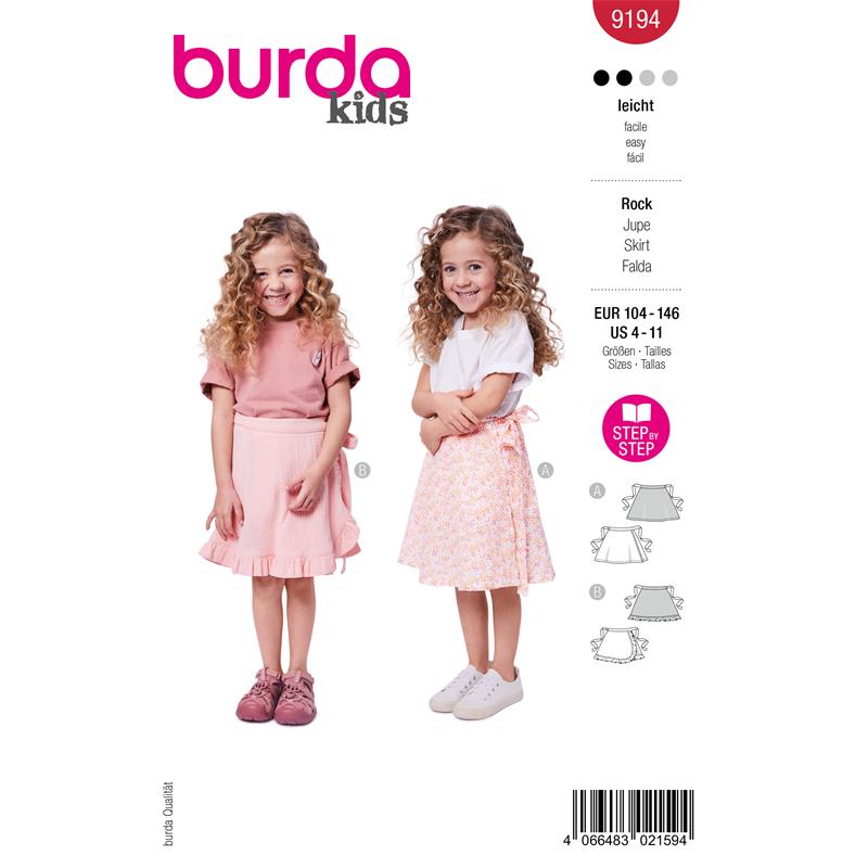 Burda 9194 – Omlottkjol flicka (104–146)