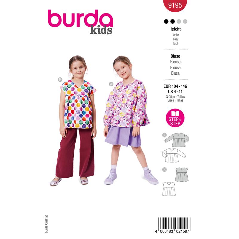 Burda 9195 – Blus flicka (104–146)