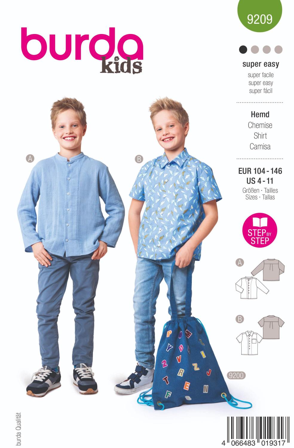 Burda 9209 Skjorta med ståkrage