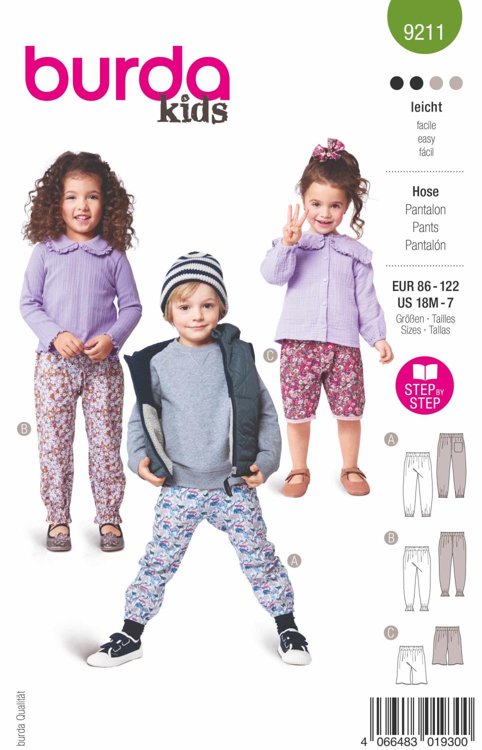 Burda 9211 Byxor med elastisk midja