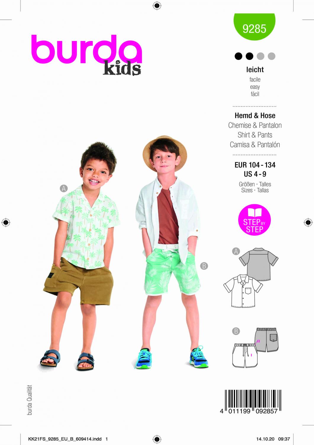 Burda Mönster 9285 - Skjorta + Byxor