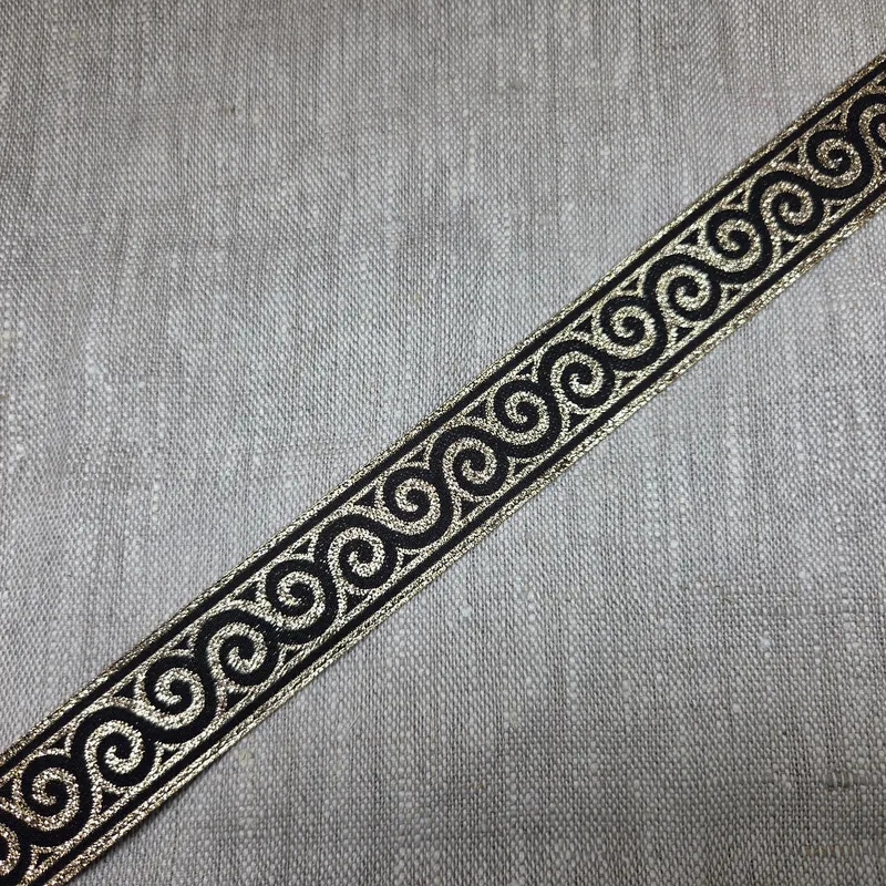 Dekorband 25mm Svart, guld'