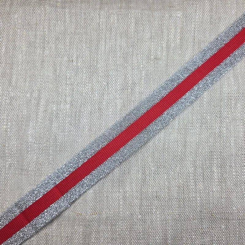 Dekorband röd/silver 25mm'