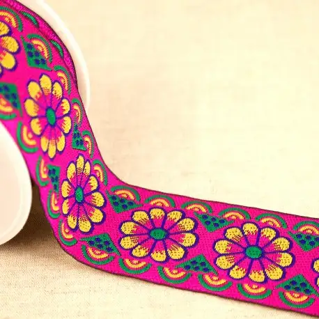 Jacquardband 50 mm - Cerise