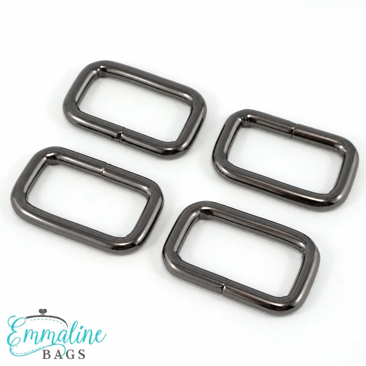 Rektangelspännen Emmaline, 4-pack - 25 mm, gunmetal