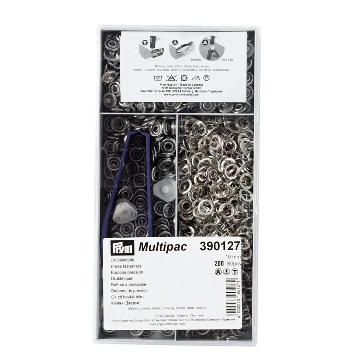 Storpack 200 st Tryckknappar Jersey 10 mm Silver