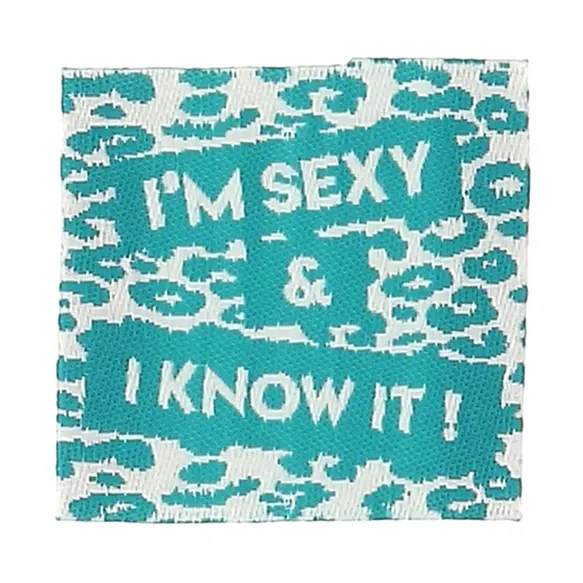 Vävd etikett I'm Sexy & I Know It!, 4 st