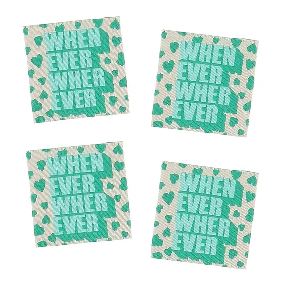 Vävd etikett Whenever Wherever, 4 st