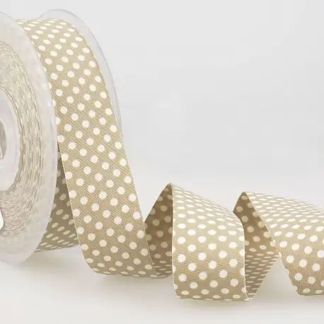 Prickigt band 25mm - Beige/Vit