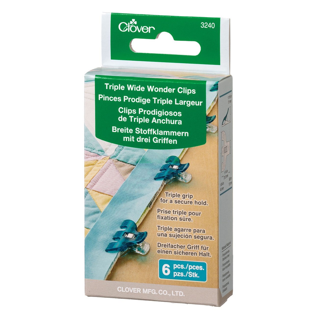 Clover Wonderclips Triple Wide, 6 st