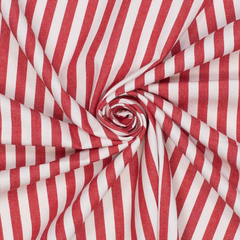 Jeanstyg randigt rött, 150 cm, 250 g/m²
