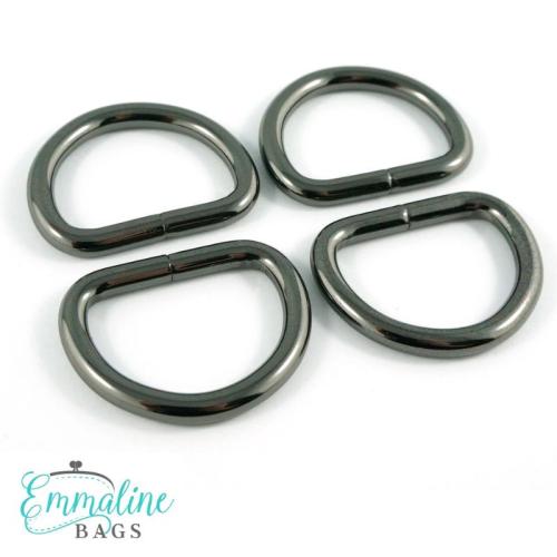 D-ringar Emmaline, 4-pack - 25 mm, gunmetal