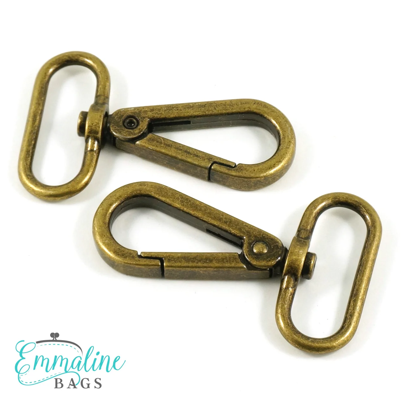 Karbinhakar Emmaline, 2-pack - 32 mm, antikmässing