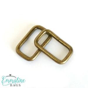 Rektangelspännen Emmaline, 4-pack - 25 mm, antikmässing