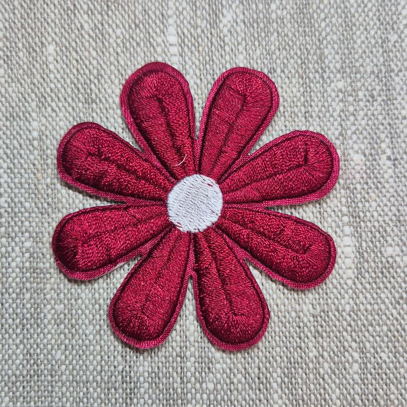 Tygmärke Blomma Bordeaux