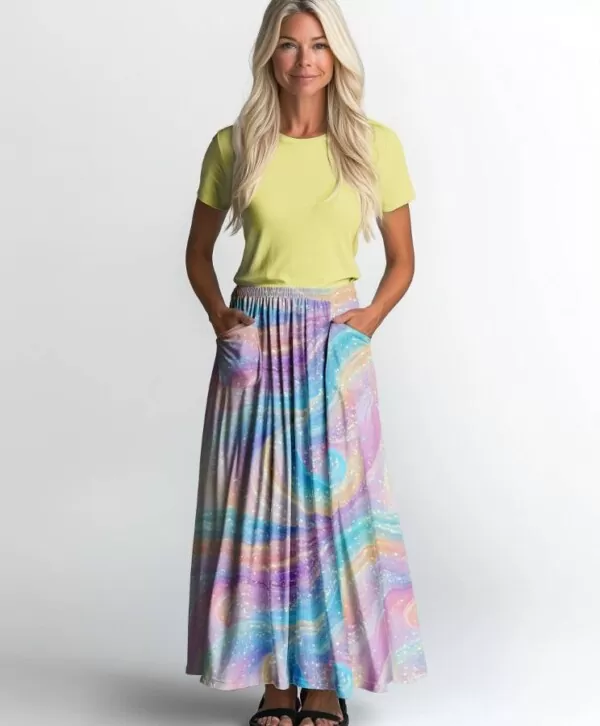 Trikå pastellglimmer virvel, GOTS ekologisk bomull