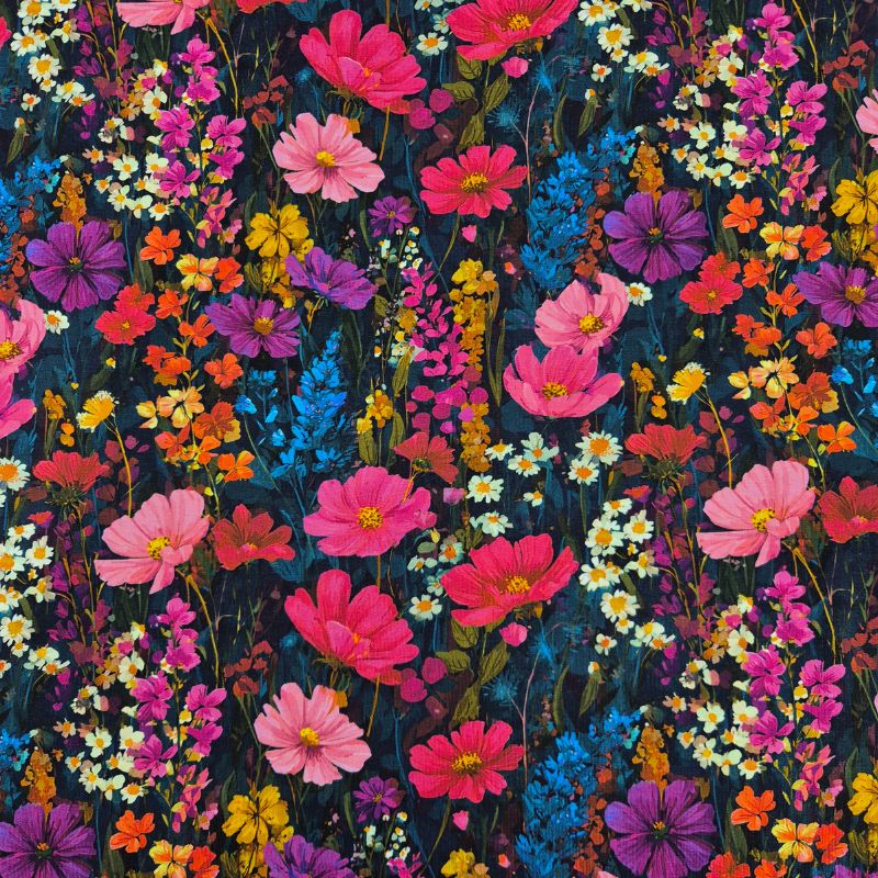 Trikåtyg, digitaltryckt – Pink Garden