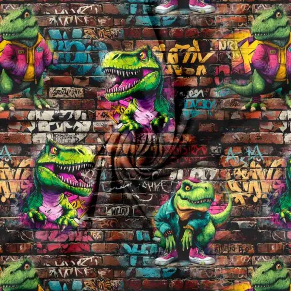 Trikå coola dinosaurier, GOTS ekologisk bomull