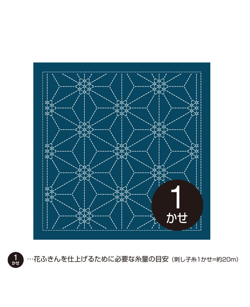 Olympus sashiko-tyg – Rokkakukamon i mörkblå