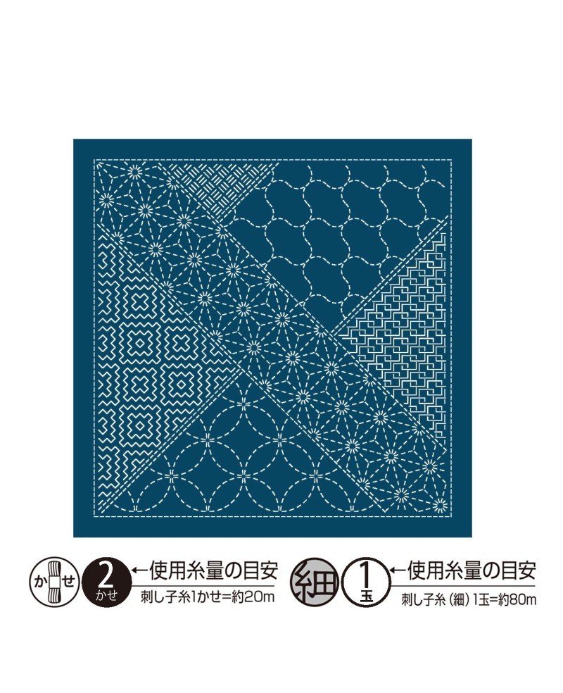 Olympus sashiko-tyg – Yosegi i mörkblå