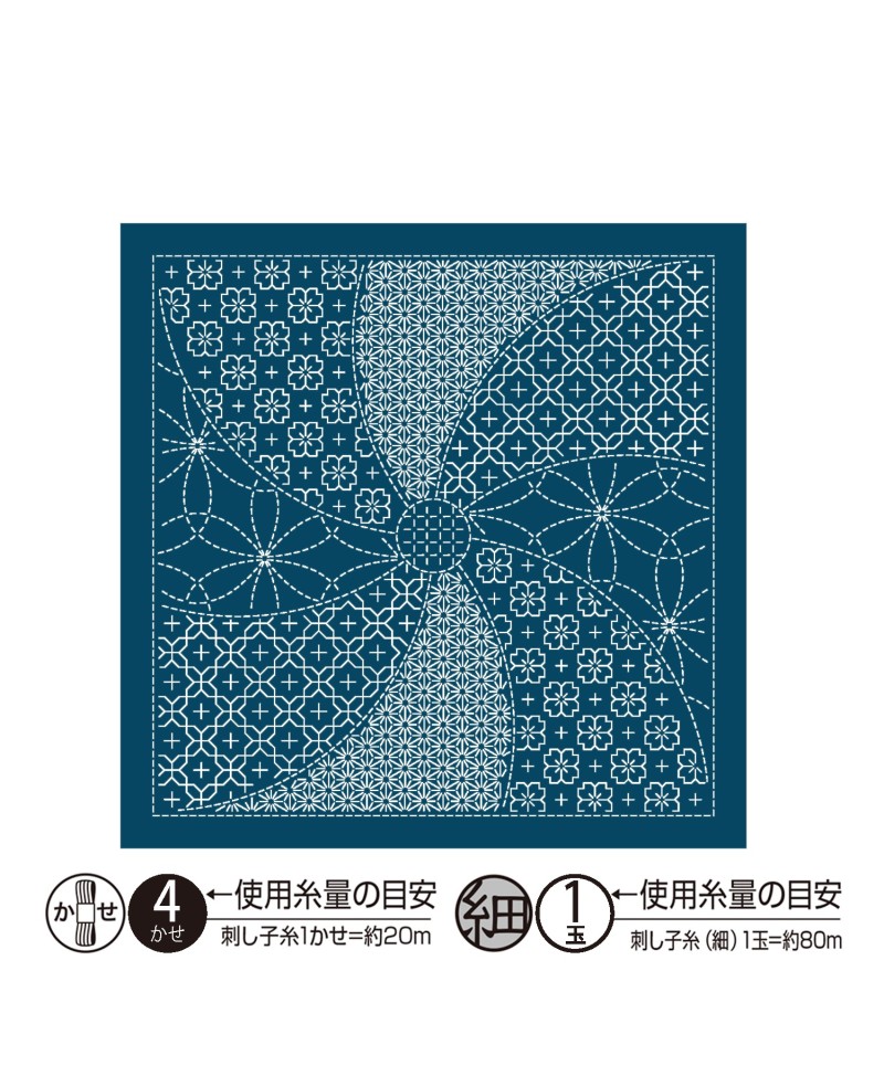 Olympus sashiko-tyg – Hanedamari i mörkblå