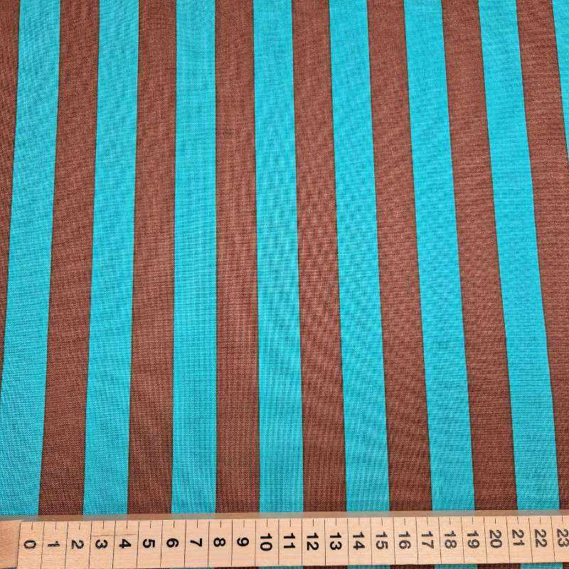 KOKKA Candy Party Stripe - Turkos/brun