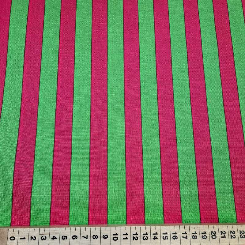 KOKKA Candy Party Stripe - Grön/cerise