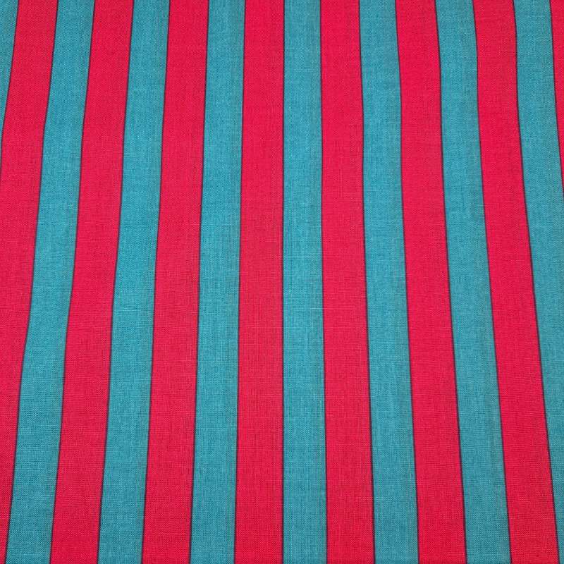 KOKKA Candy Party Stripe - Turkos/cerise