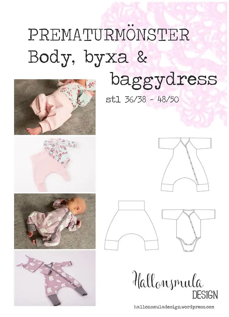 Prematurmönster - Body, byxa & baggydress