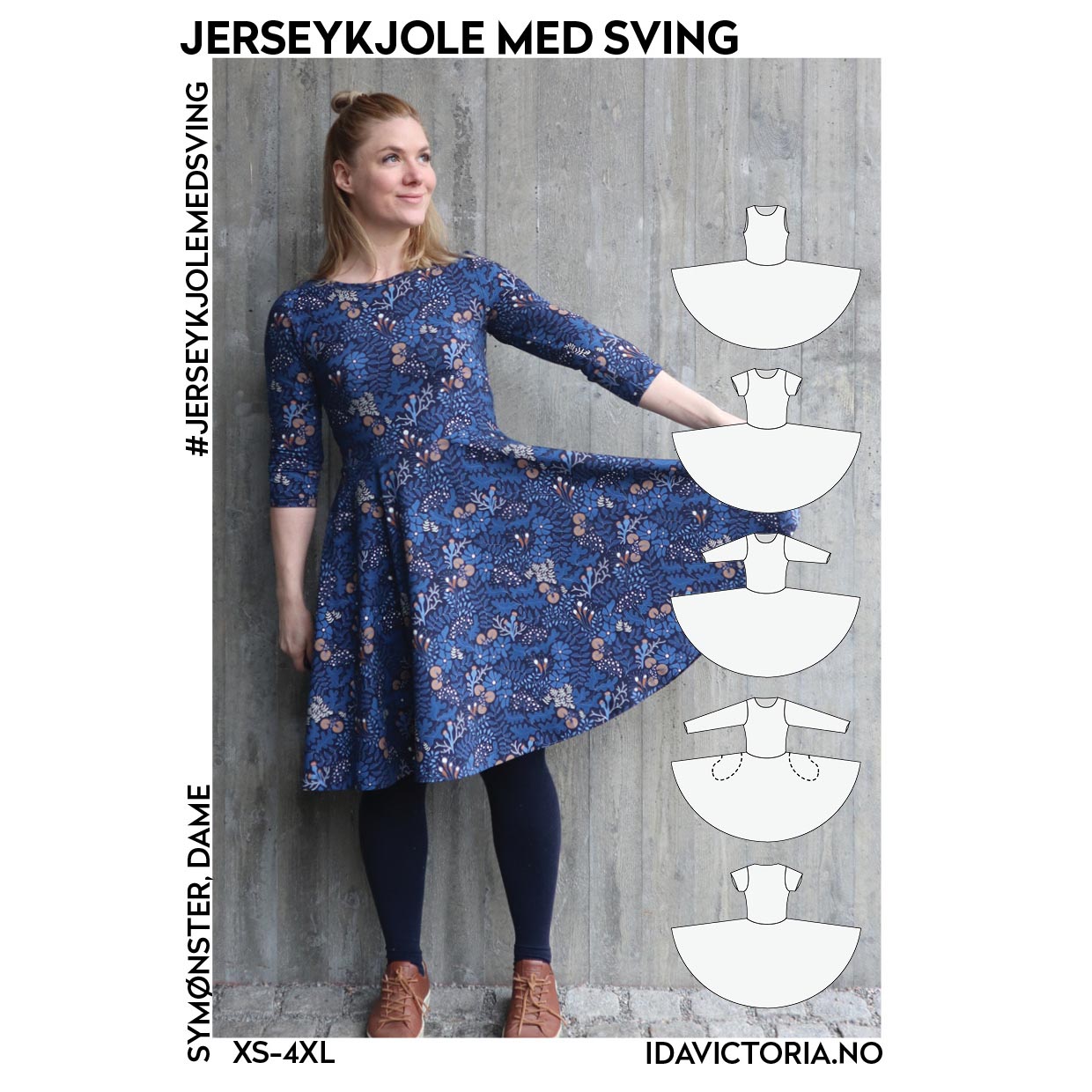 Jerseykjole med sving Ida Victoria