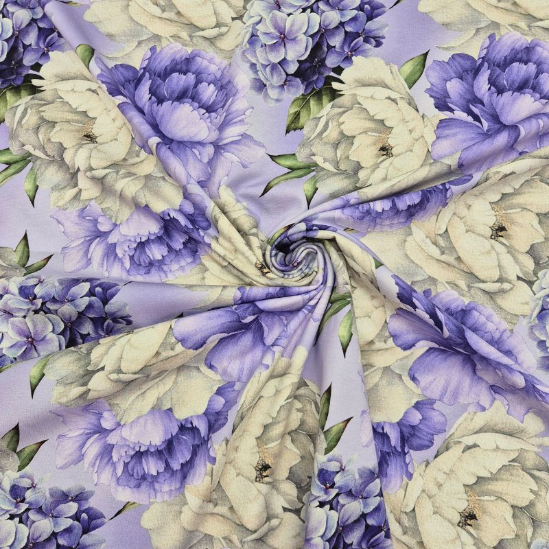 Trikåtyg, digitaltryckt – pioner i lila