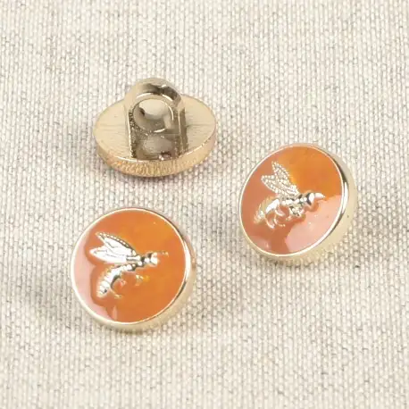 Lackerad knapp "Bi" - Orange/Guld