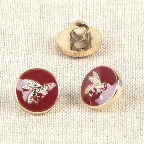 Lackerad knapp "Bi" - Röd/Guld