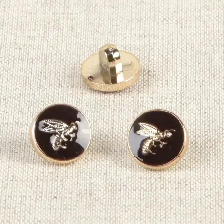 Lackerad knapp "Bi" - Mörkbrun/Guld