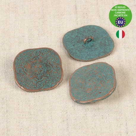 Vintageknapp – Patinerad metall med orientalisk dekor, 30 mm