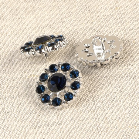 Knapp med hals 18mm Glitter Marin Silver