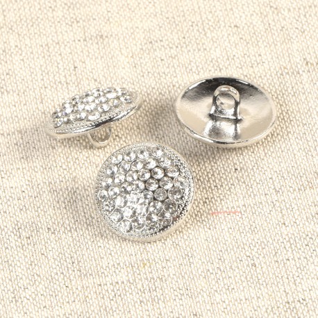 Knapp med hals 17mm Glitter Silver