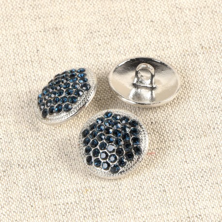 Knapp med hals 17mm Glitter Marin Silver
