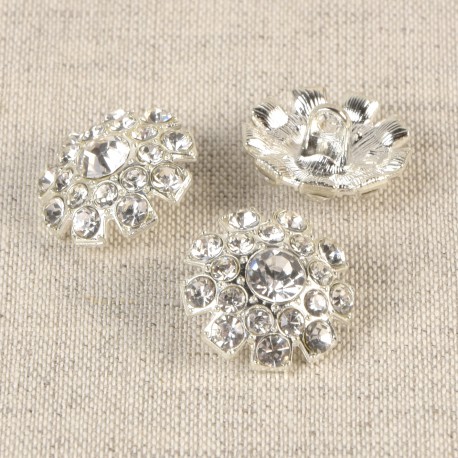 Knapp med hals glitter 18mm Glitter Silver