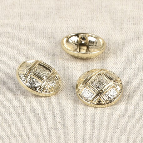 Metallknapp med hals 20mm Rutig Guld