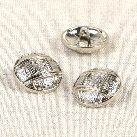 Metallknapp med hals 20mm Rutig Silver