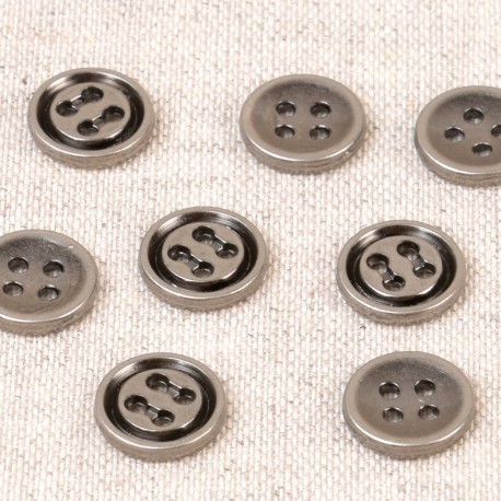 Skjortknapp metall 4 hål Mörk metall