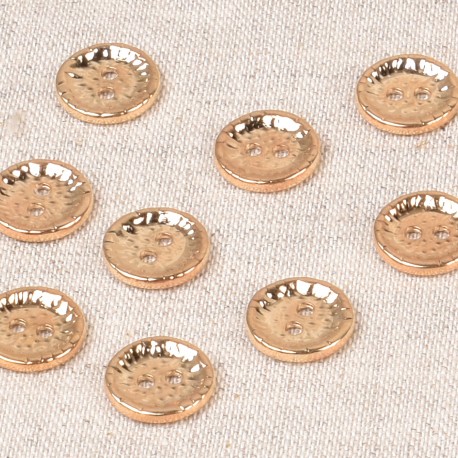 Skjortknapp – Guldfärgad metall med hamrad yta, 11 mm