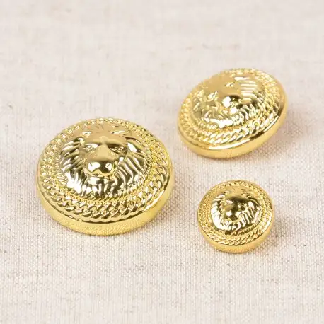 Metallknapp med hals Lejonhuvud - Guld
