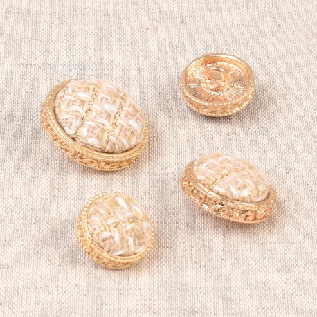 Klädd metallknapp med Hals Beige/guld