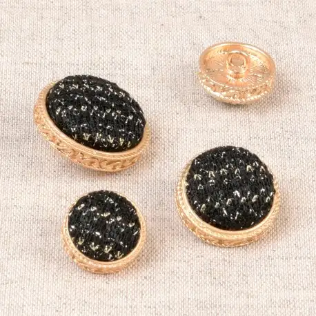 Klädd metallknapp - Guld/svart