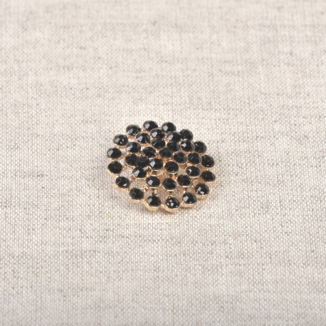 Knapp med hals glitter 18mm Svart