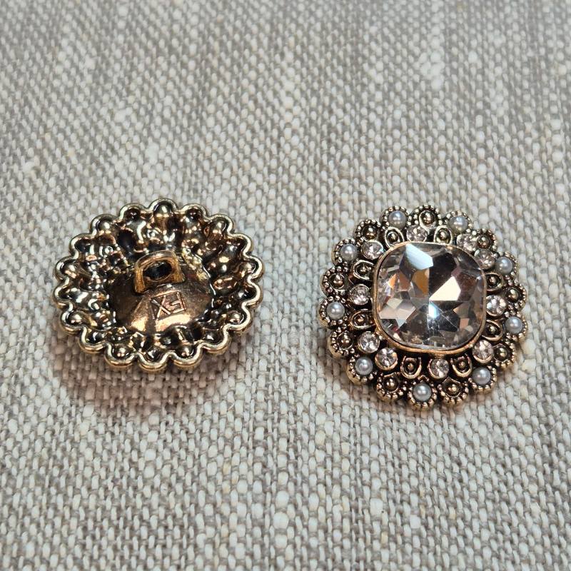 Strassknapp med hals 20mm Silver